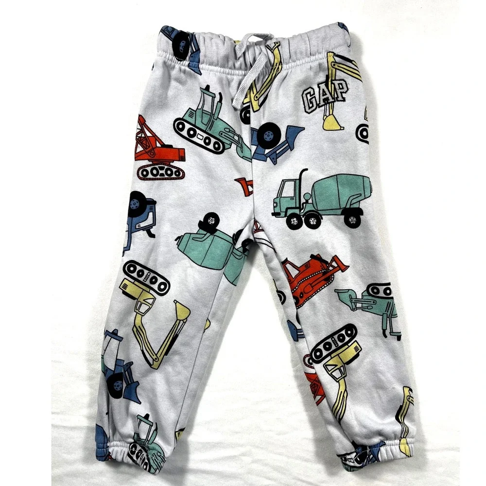 Baby Gap Construction Truck Hoodie Jogger Set 2 Years Gray Fleece Sweatsuit 2T